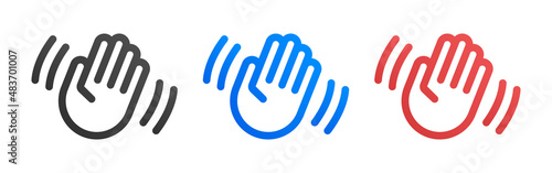 Hand wave icon. Waving hi or hello gesture icon isolated on white background.