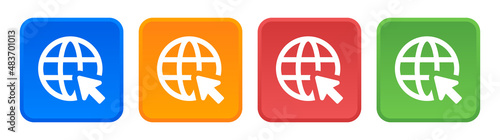 Click to go to website or internet icon set. Internet web symbol vector illustration.