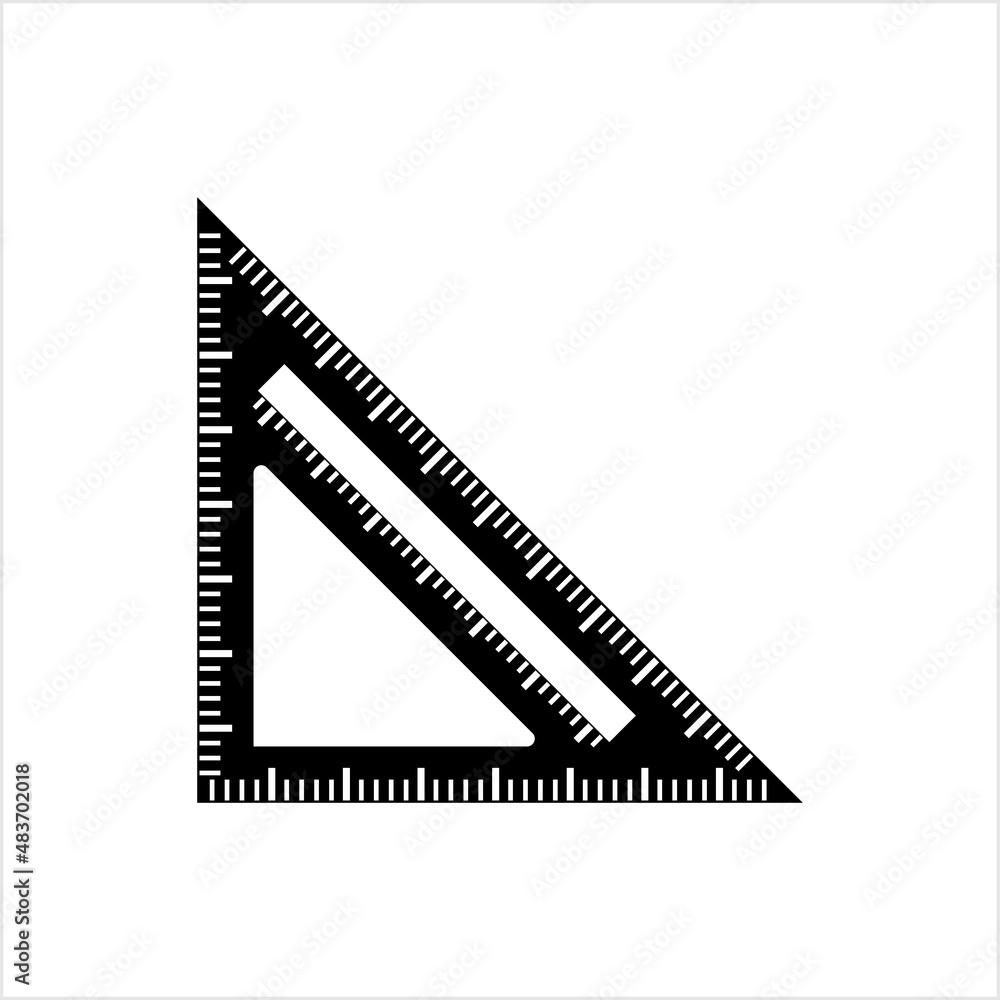 Triangular Ruler Icon, Straightedge At A Right Angle, Engineering, Technical Drawing Instrument Triangular Ruler Icon, Straightedge At A Right Angle, Engineering, Technical Drawing Instrument