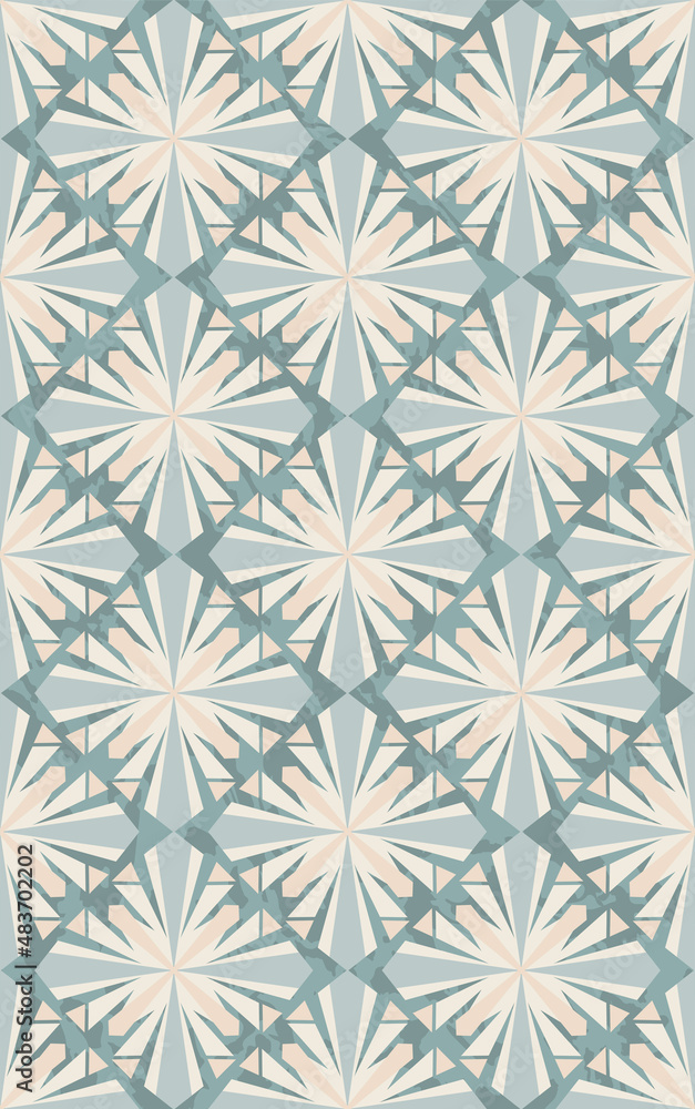 Art deco seamless pattern with grunge marble effect. Retro ornament. Vector blue blue abstract geometric pattern Art deco seamless pattern with grunge marble effect. Retro ornament. Vector blue blue abstract geometric pattern