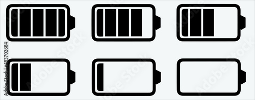 Battery icon set. Collection of charge battery level indicators. Charge indicator , vector illustration. Smartphone accumulator.