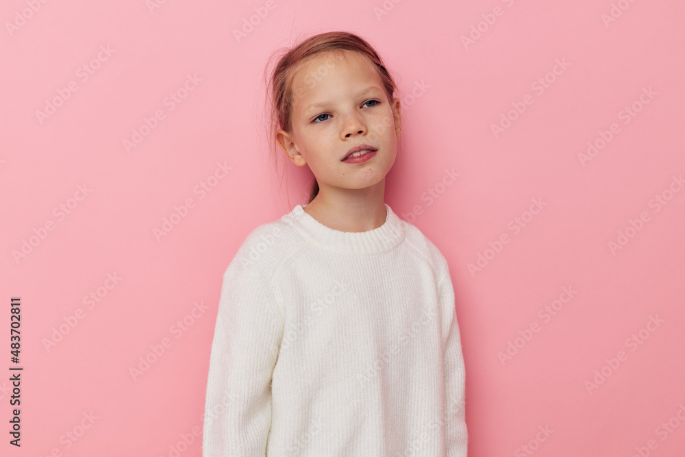 cute girl white sweater posing fun childhood unaltered cute girl white sweater posing fun childhood unaltered