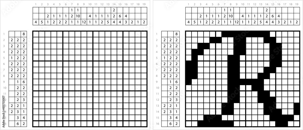Fototapeta premium Alphabet R Nonogram Pixel Art M_2201002