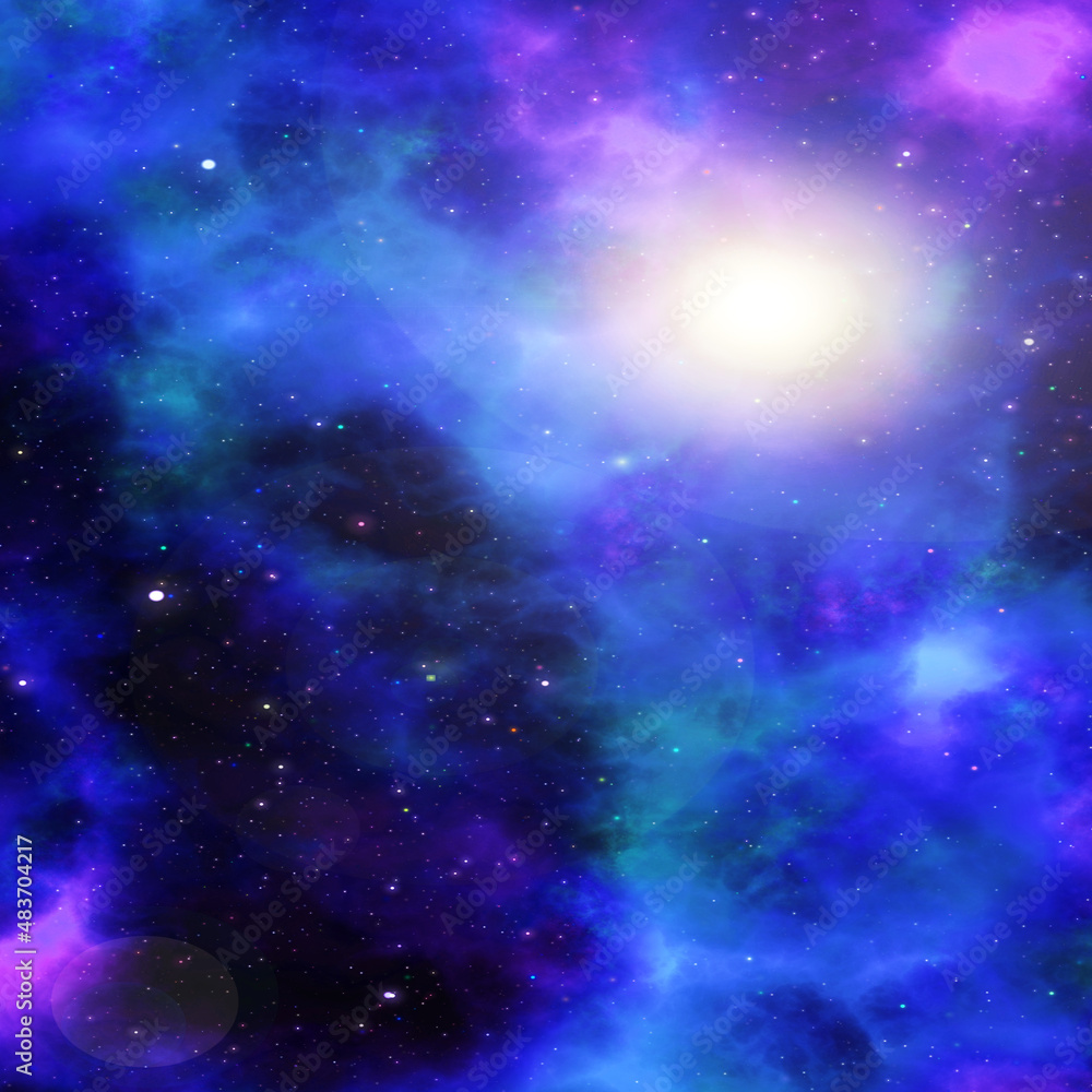 Fototapeta premium Nebula, cluster of stars in deep space. Science fiction art.