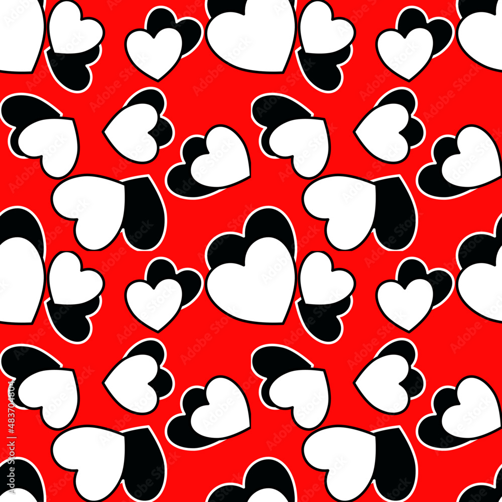 Fototapeta premium Vector seamless love symbol pattern, with stylish hearts
