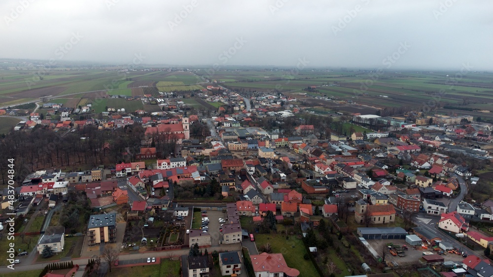 Naklejka premium Miasto z drona