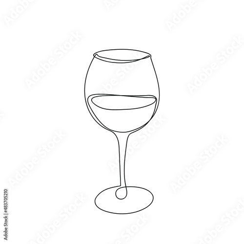 
Continuous one line drawing wine glass. Black and white one line vector illustration.  Abstract  minimalism logo design 
