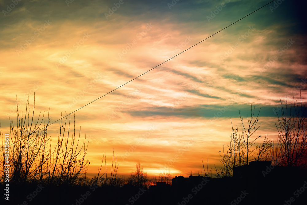 Naklejka premium Sky landscape with clouds in pastel colors