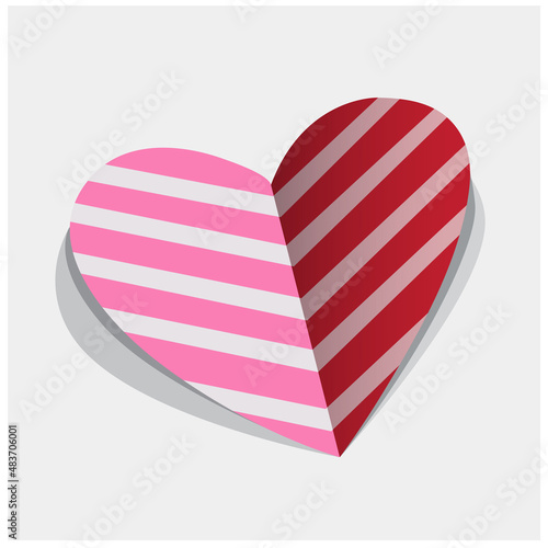 vector heart shaped card on a gray background, valentine