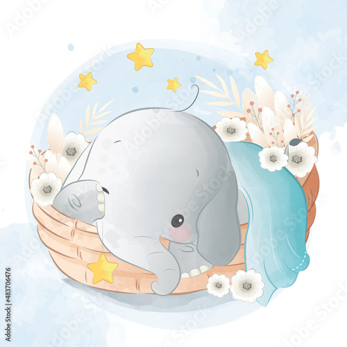Baby Elephant on a Crib