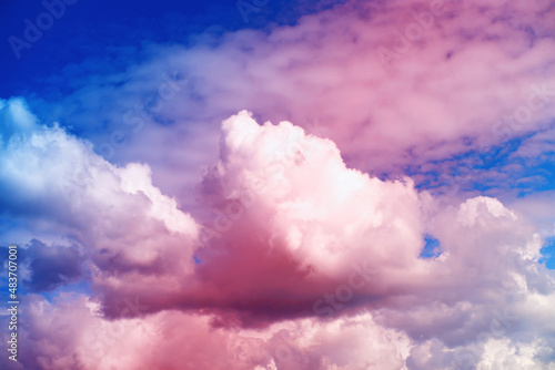 Multicolored sky background. High clouds in the summer sky. Meteorological observations of the sky. © alexkich