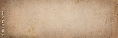 Old vintage wide background paper  rough texture for design paper background. Brown color paper.