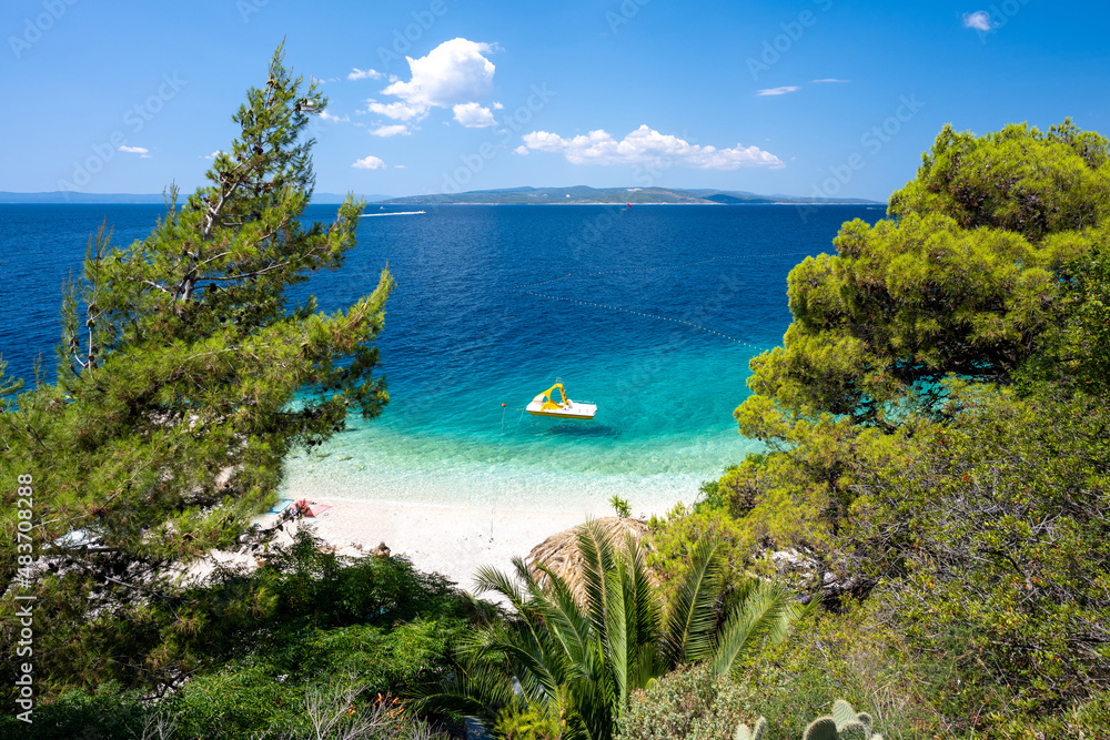 amazing view on beach in Bratus on Makarska riviera in Dalmatia in Croatia