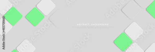 Abstract 3d grey, white and green geometric background. Futuristic technology digital hi tech concept. Vector illustration
