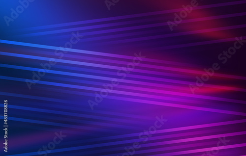 Dark abstract background with neon lines, waves, glow. Empty gradient futuristic banner