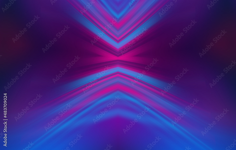 Fototapeta premium Dark abstract background with neon lines, waves, glow. Empty gradient futuristic banner