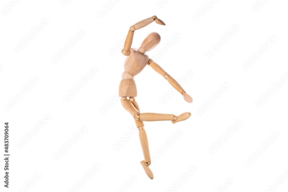wooden man dancing isolated on white background wooden man dancing isolated on white background