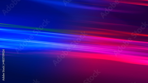 Abstract blurred futuristic background. Bright ultraviolet glow  neon lines  shapes