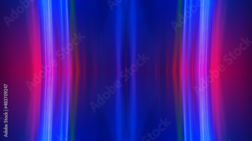 Abstract blurred futuristic background. Bright ultraviolet glow, neon lines, shapes