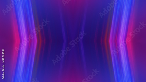 Abstract blurred futuristic background. Bright ultraviolet glow, neon lines, shapes
