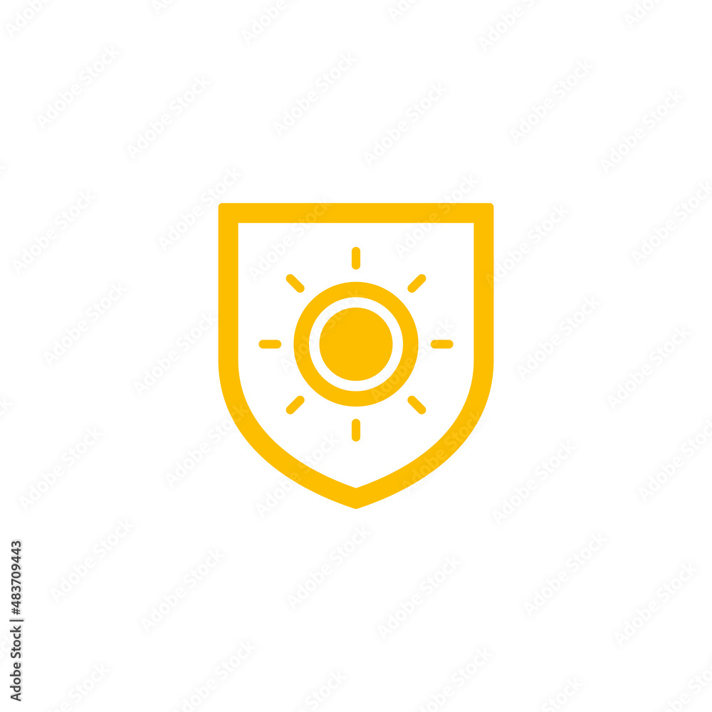 UV sun protection simple flat design vector. Shield icon. Sun icon UV sun protection simple flat design vector. Shield icon. Sun icon