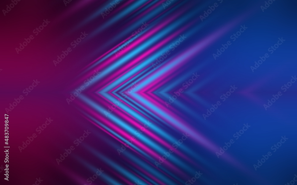 Dark abstract background with neon lines, waves, glow. Empty gradient futuristic banner