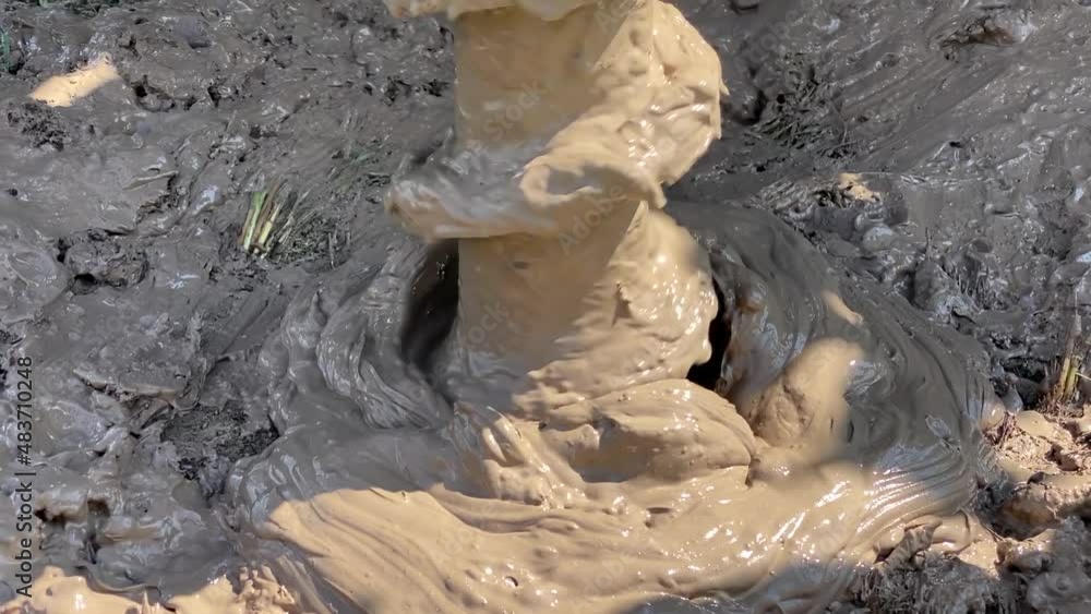 Drilling a Well in Clay Soil. The drilling rig lifts the soil from a