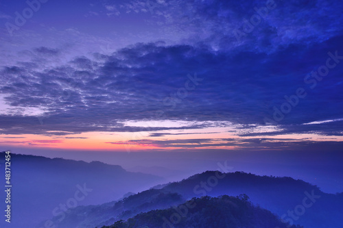 Clouds before sunrise and flowing clouds on the mountain in Yundong Villa Miaoli