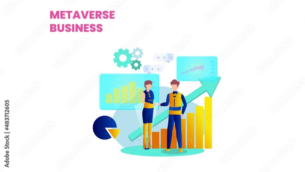 Two business people handshaking in metaverse Two business people handshaking in metaverse