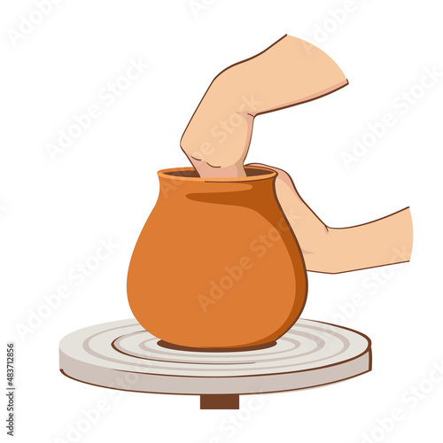 Pottery wheel. Pottery workshop.