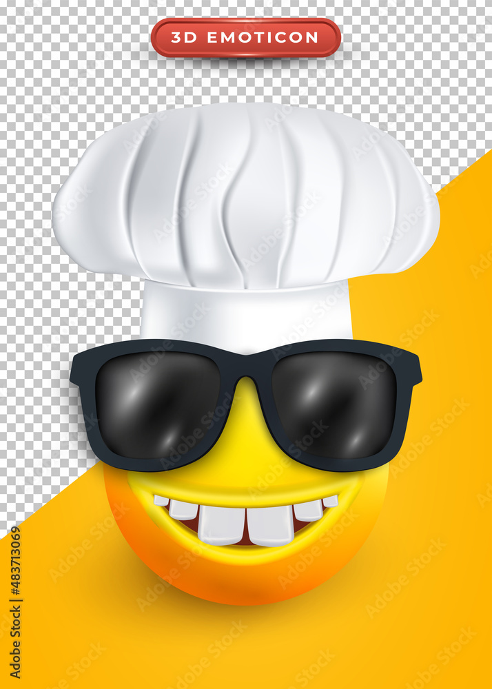 3d emoji with glasses and chef hat 3d emoji with glasses and chef hat