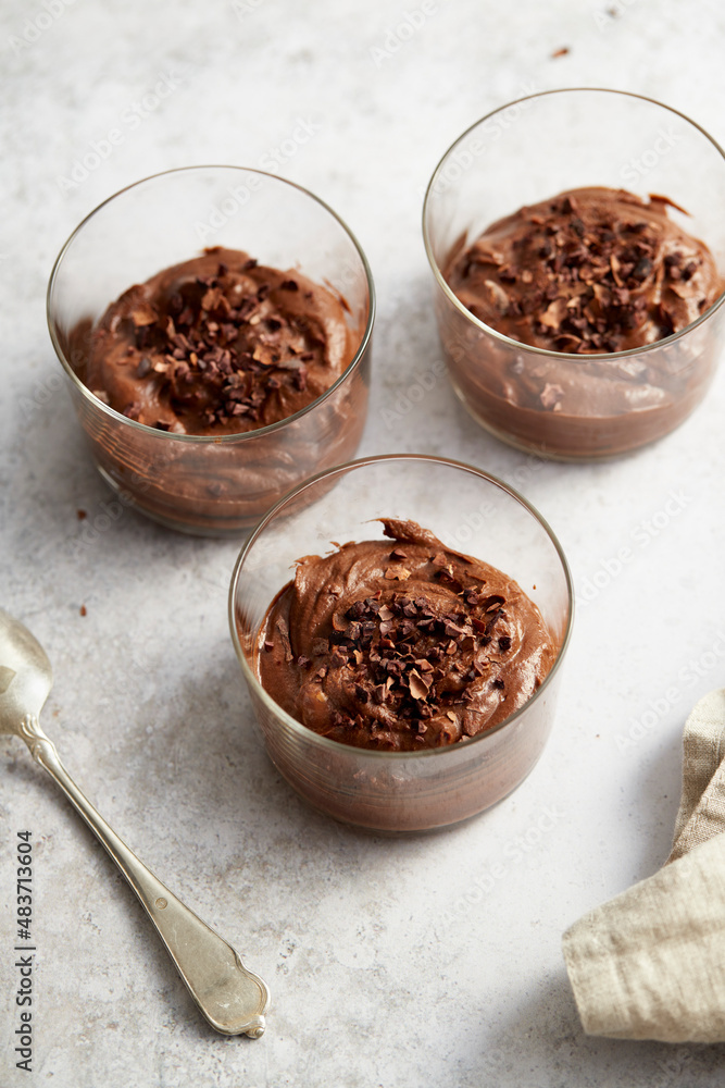 Sweet Potato Chocolate Pudding in individual portion glasses Sweet Potato Chocolate Pudding in individual portion glasses