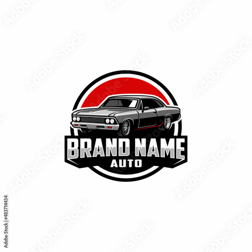 american muscle car logo vector with emblem style