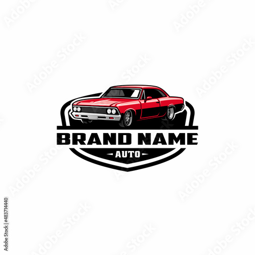 american muscle car logo vector with emblem style