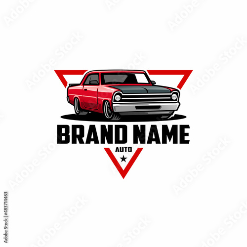 american muscle car logo vector with emblem style