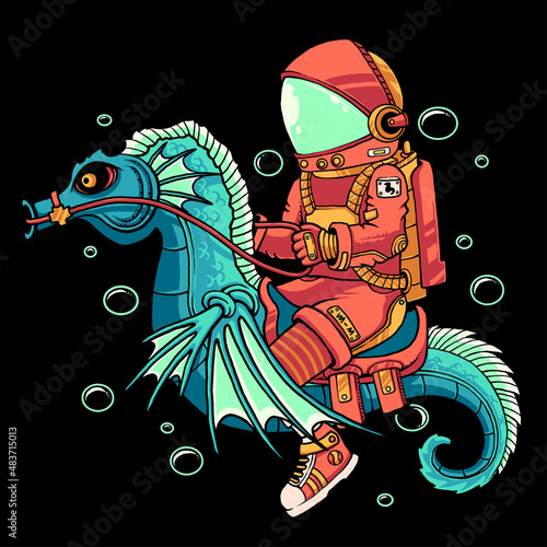 astronaut riding seahorse