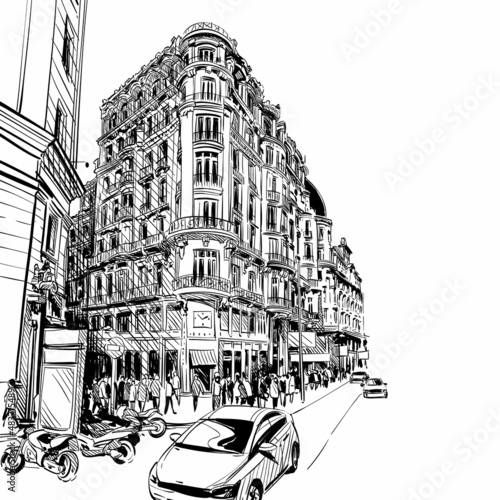Madrid city. Spain. Sketch hand drawn. Vector illustration
