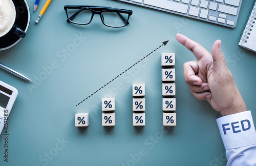 Fotografie Fed with interest rate with financial,economy management.