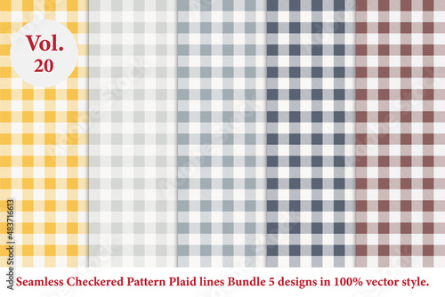 Plaid lines Pattern checkered Bundle 5 Designs Vol.20,Argyle vector,tartan,Tartan seamless fabric texture in retro style abstract