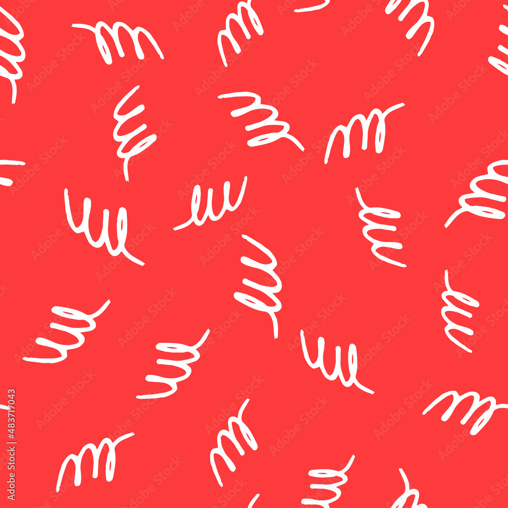 Seamless pattern with white abstract shapes on red background. Vector design for textile, backgrounds, clothes, wrapping paper, fabric and wallpaper. Fashion illustration seamless pattern. Seamless pattern with white abstract shapes on red background. Vector design for textile, backgrounds, clothes, wrapping paper, fabric and wallpaper. Fashion illustration seamless pattern.