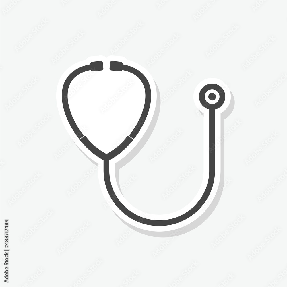 Sticker of a stethoscope icon isolated on white background Sticker of a stethoscope icon isolated on white background
