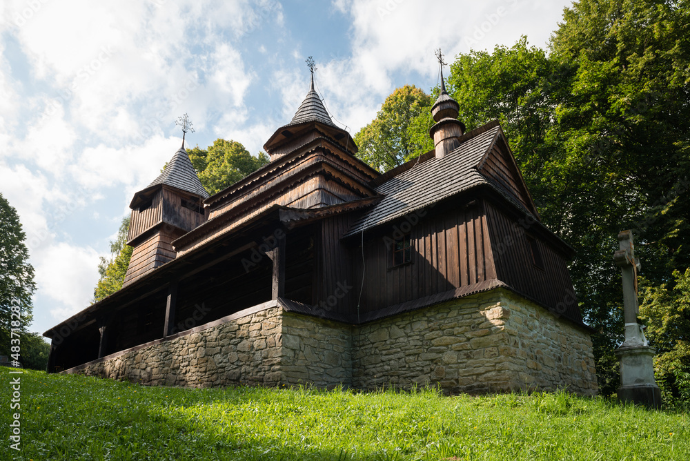 The Greek Catholic wooden church of St Cosmo and Damian in a village Venecia-Lukova, Slovakia The Greek Catholic wooden church of St Cosmo and Damian in a village Venecia-Lukova, Slovakia