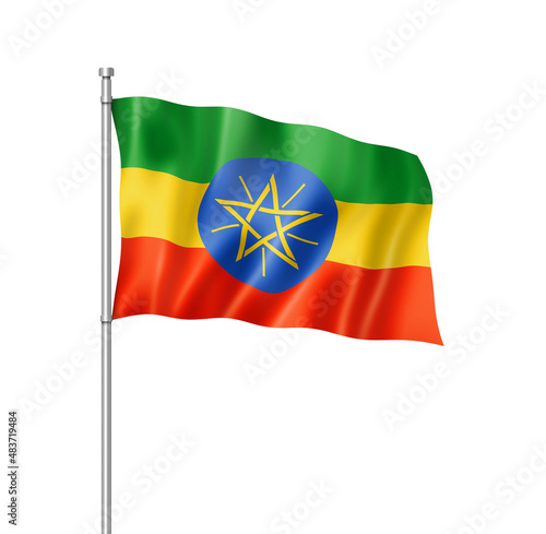 Ethiopian flag isolated on white