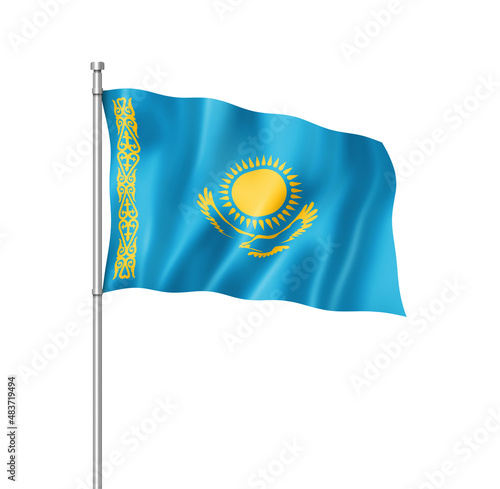 Kazakhstan flag isolated on white