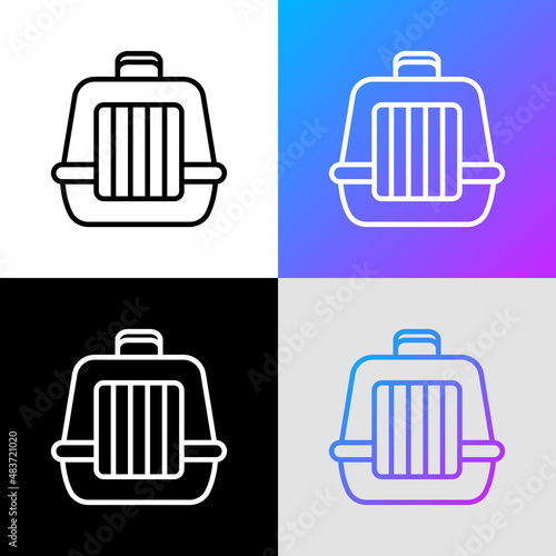 Pet transport bag thin line icon. Modern vector illustration of carrying equipment for cat or dog.