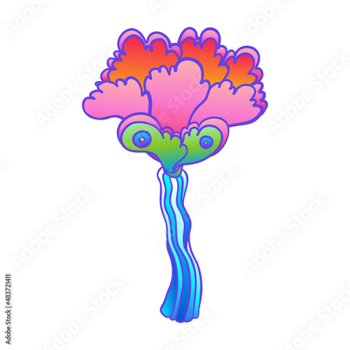 Colorful flower, retro 60s, 70s hippie style. Vintage psychedelic vector desi...