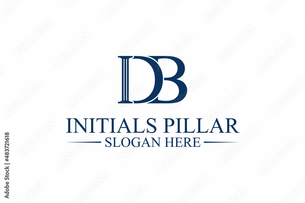 legal pillar logo, initial letter d/b. premium vector