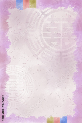 A letter paper of the background image of the smudging effect paint combined with traditional Korean patterns painted on colored Korean paper. 