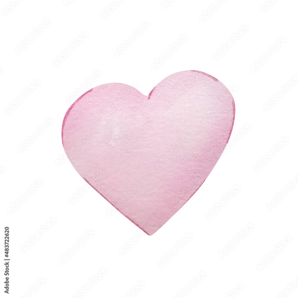 Watercolor light pink heart