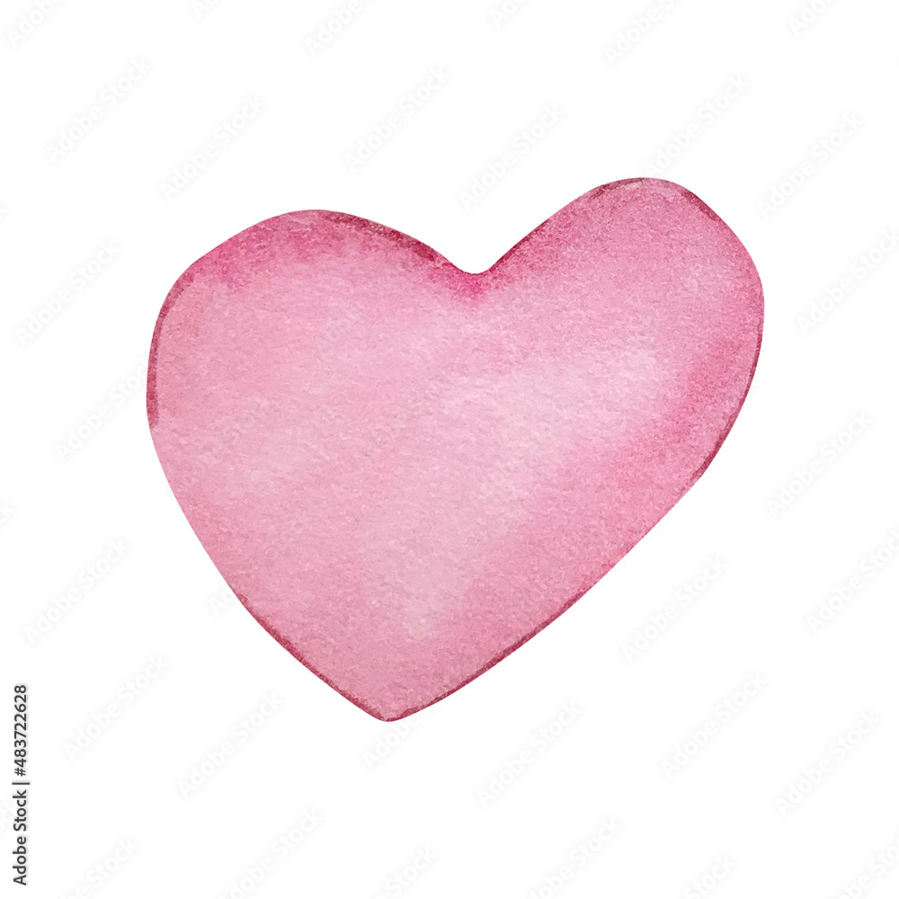 Watercolor bright pink heart